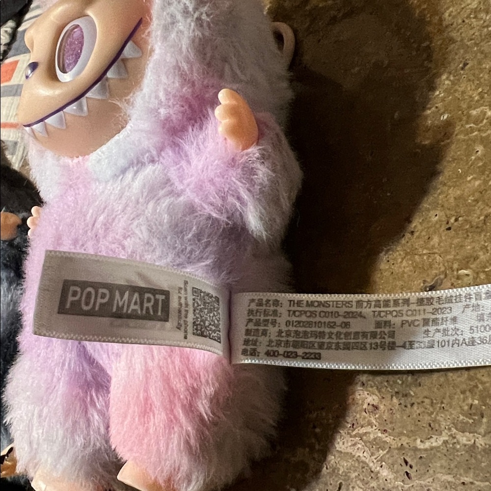 Pair of Plush Labubu Monster Dolls -Gray & Pastel Purple/Pink (Washed and Dried) - Picture 2 of 10